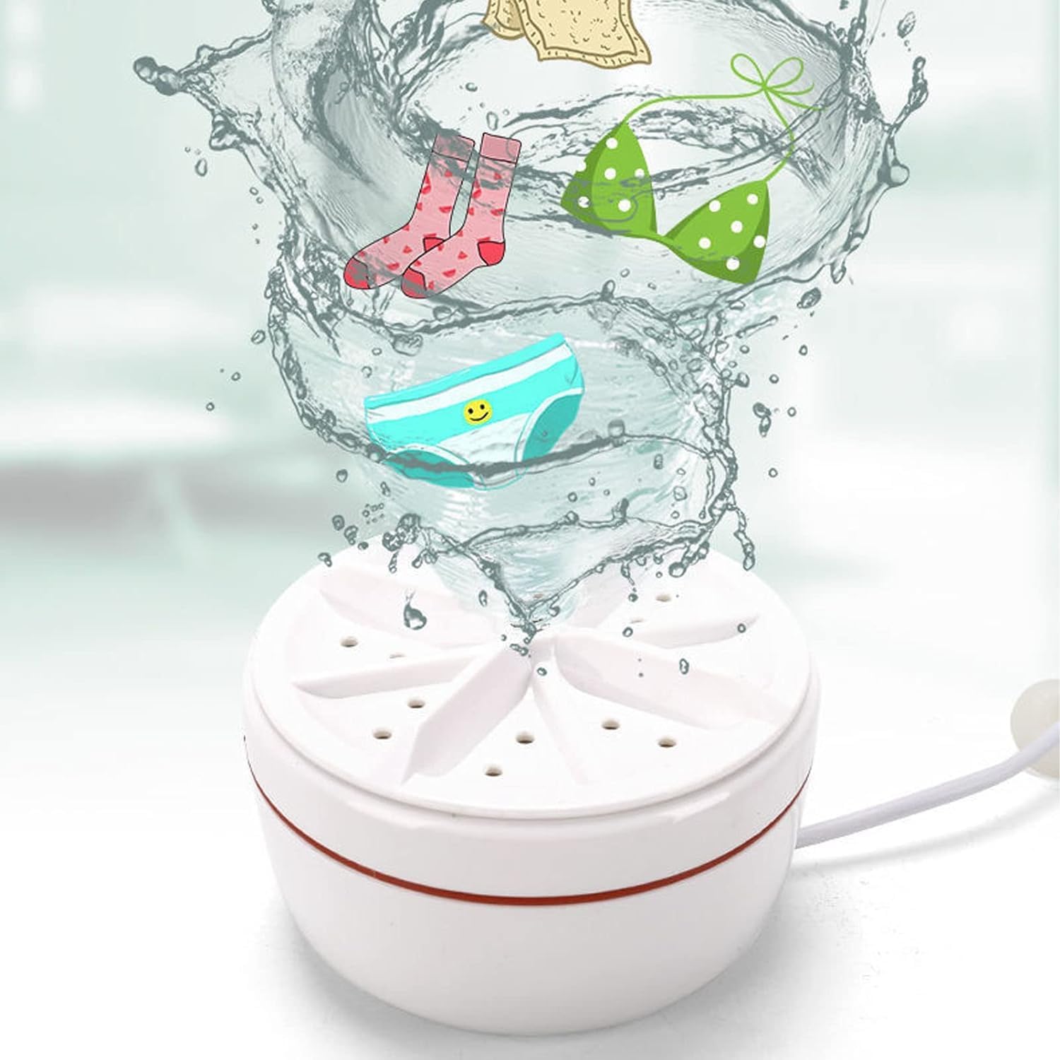 2In1 Mini Washing Machine Portable Rotating Ultrasonic Turbine Washer Secondary image