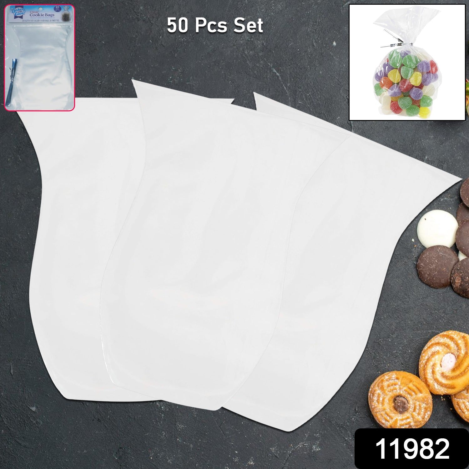 Clear Cookie Bags – Durable Food-Grade Treat Packaging (50 Pc) Secondary image