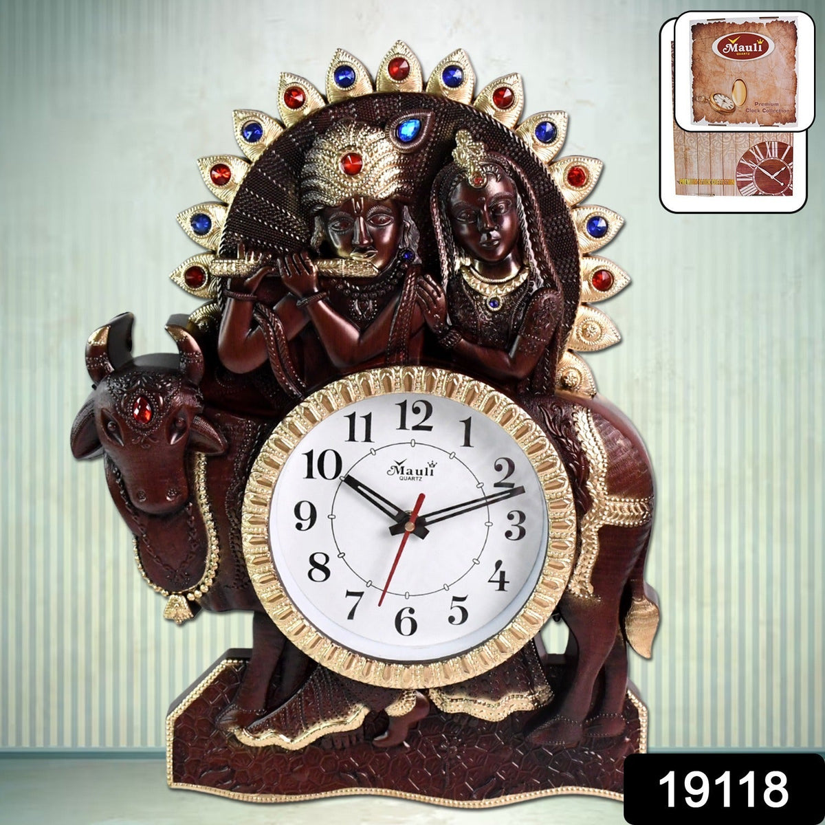 Radha Kishan analog wall clock with traditional frame for home decor Main image