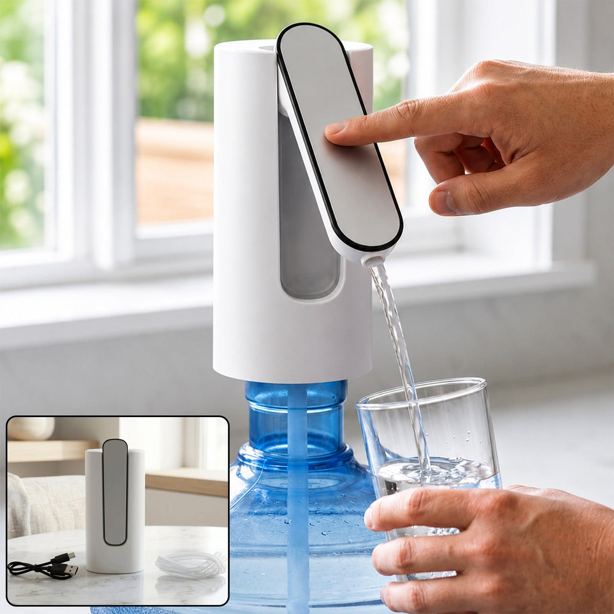 Office Use Electric Water Dispenser Pump USB Rechargeable Foldable (1 Pc) Main image