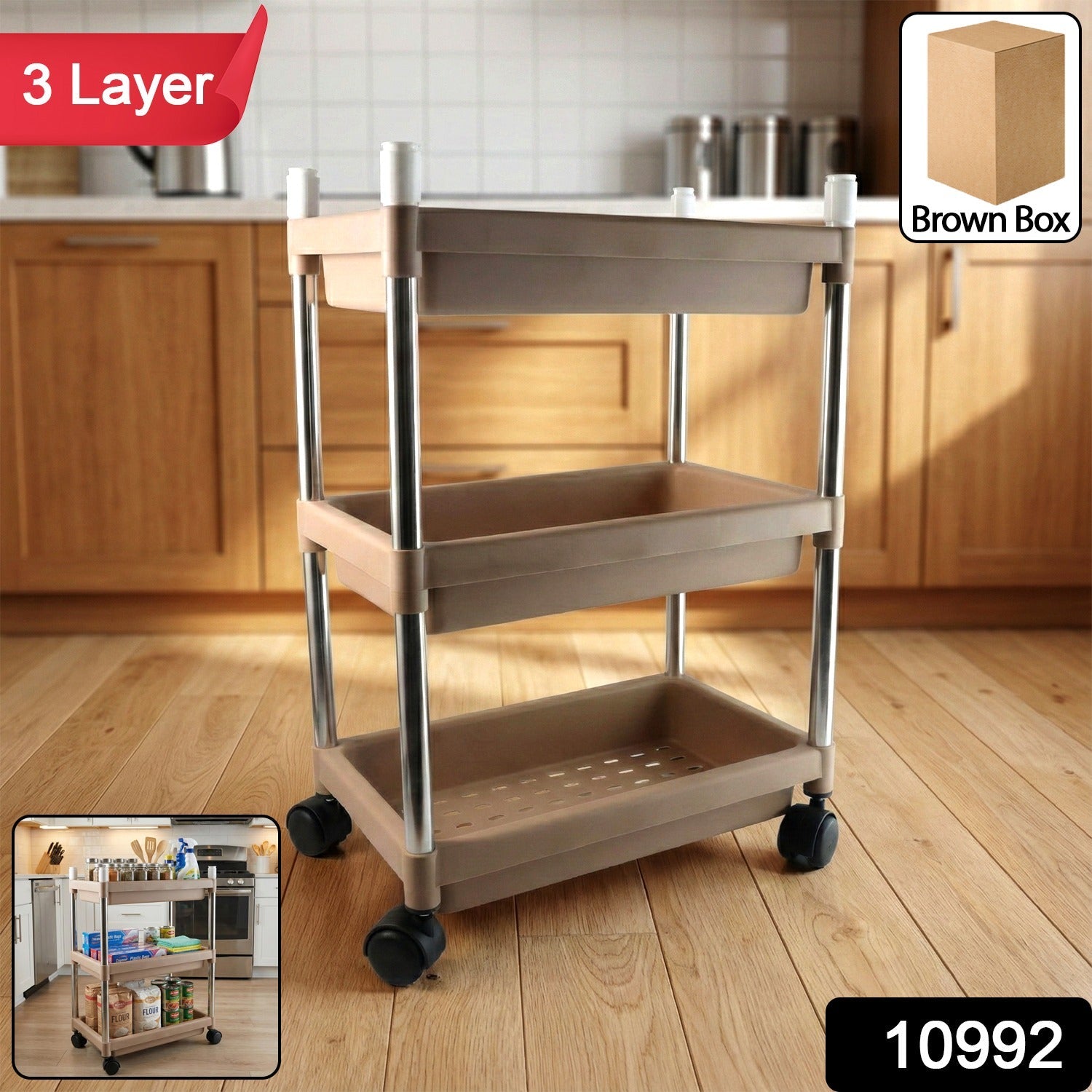 3-Layer Storage Trolley – Portable, Rolling & Durable Organizer Secondary image