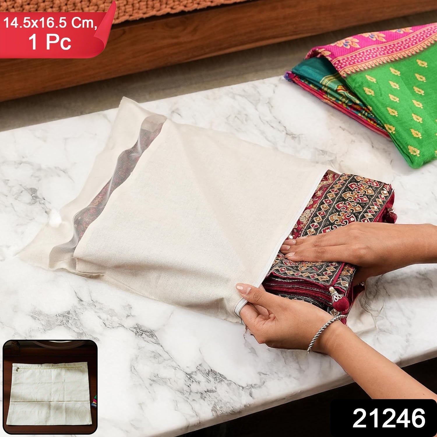 Saree Storage Bag – Zip Closure Multipurpose Organizer 14.5x16.5 cm Secondary image