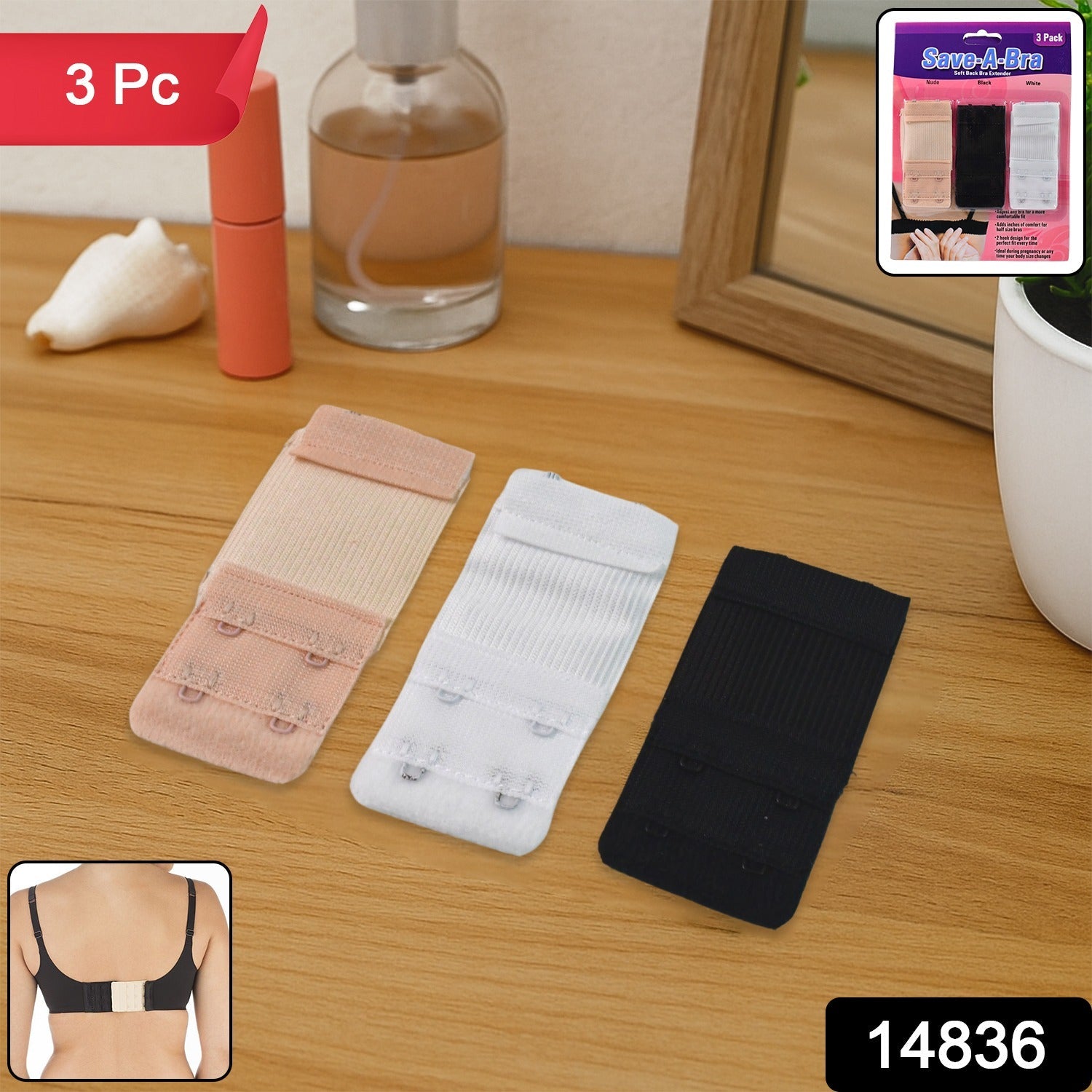 Bra Extender Set – Adjustable 3-Piece 2-Hook for Comfort Fit Secondary image