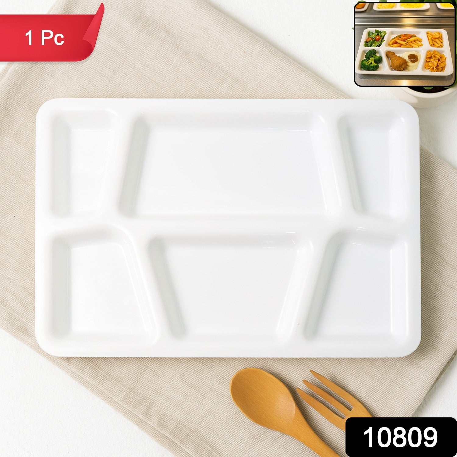Plastic Multi-Compartment Meal Serving Tray – 6 Sections for Neat Portioning Secondary image