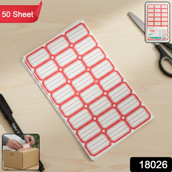 Multiple self-adhesive label stickers displayed for organization