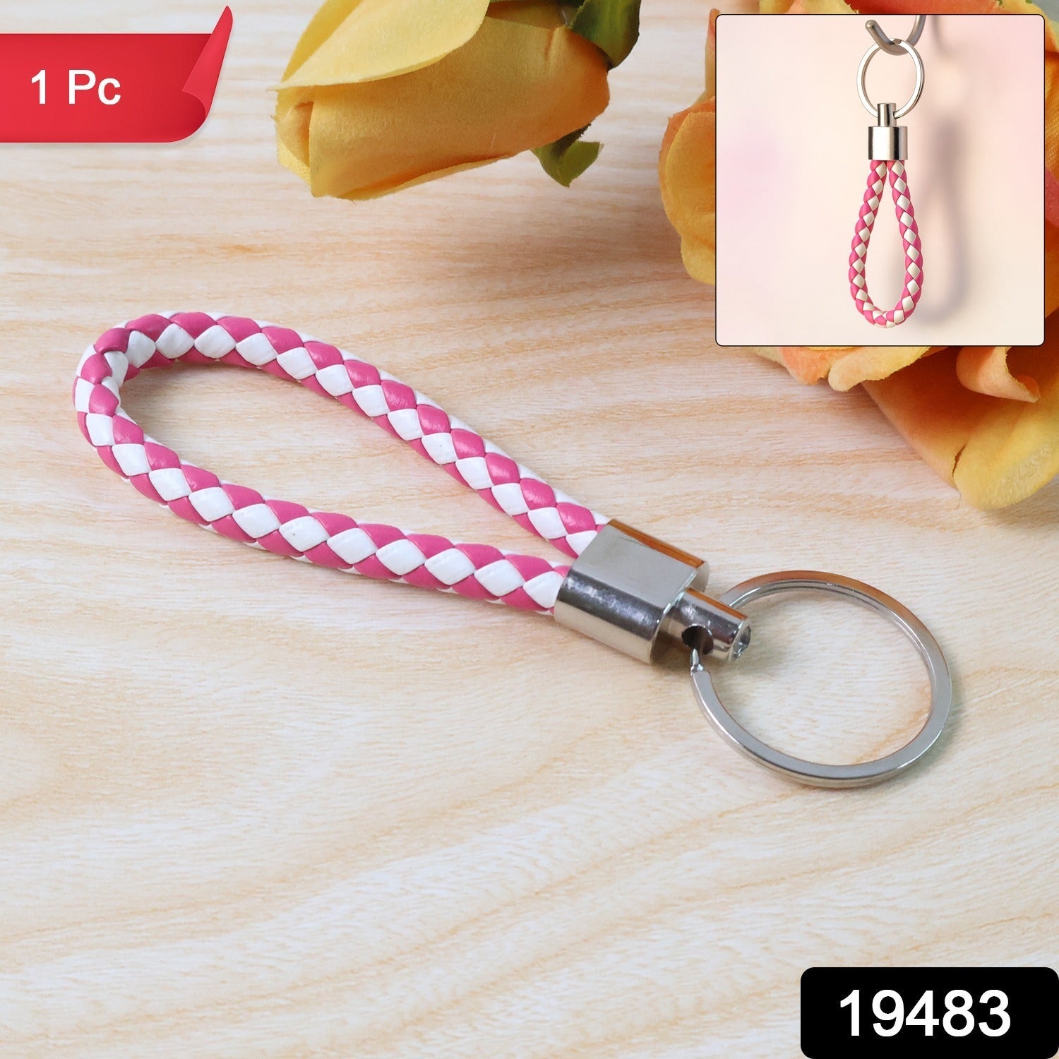 Braided Leather Keychain – Durable Metal Ring & Stylish Hand Strap Secondary image
