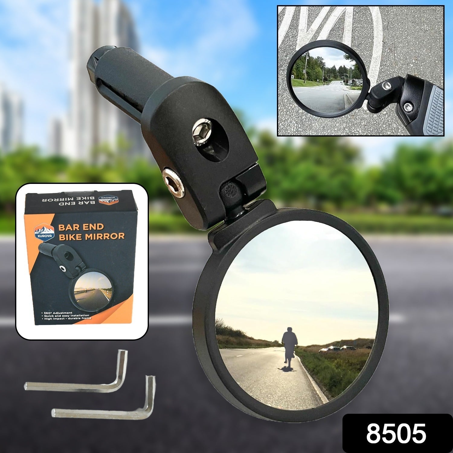 Bar End Bike Mirror – Universal Fit, 360° Rotatable | RaceVault Secondary image