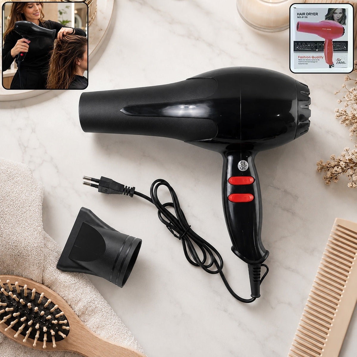 Salon Hair Dryer Portable Foldable Blow Dryer Hot and Cold Air Styling (1 Pc) Main image