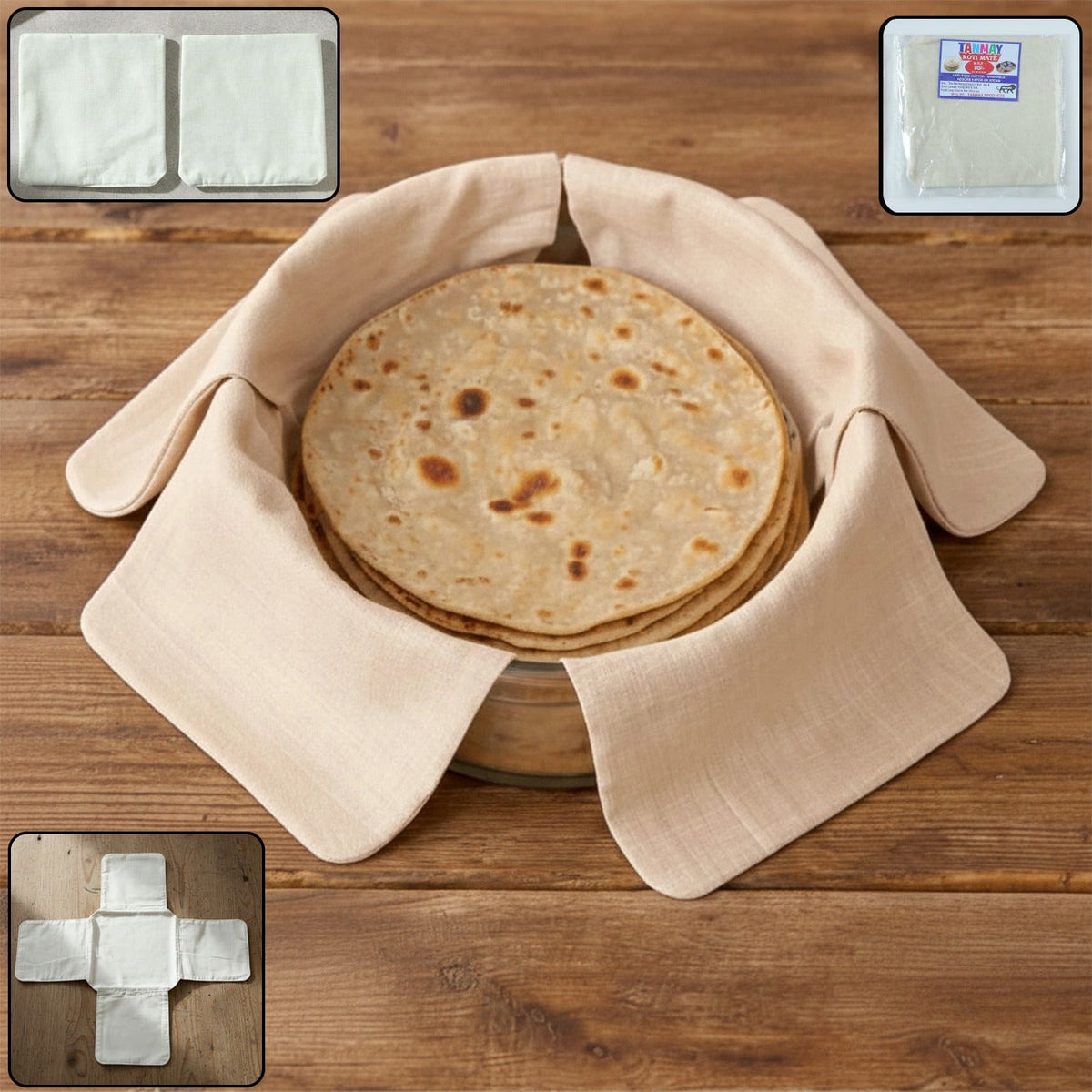 Pack of 2 cotton roti cloth covers for keeping rotis warm Main image