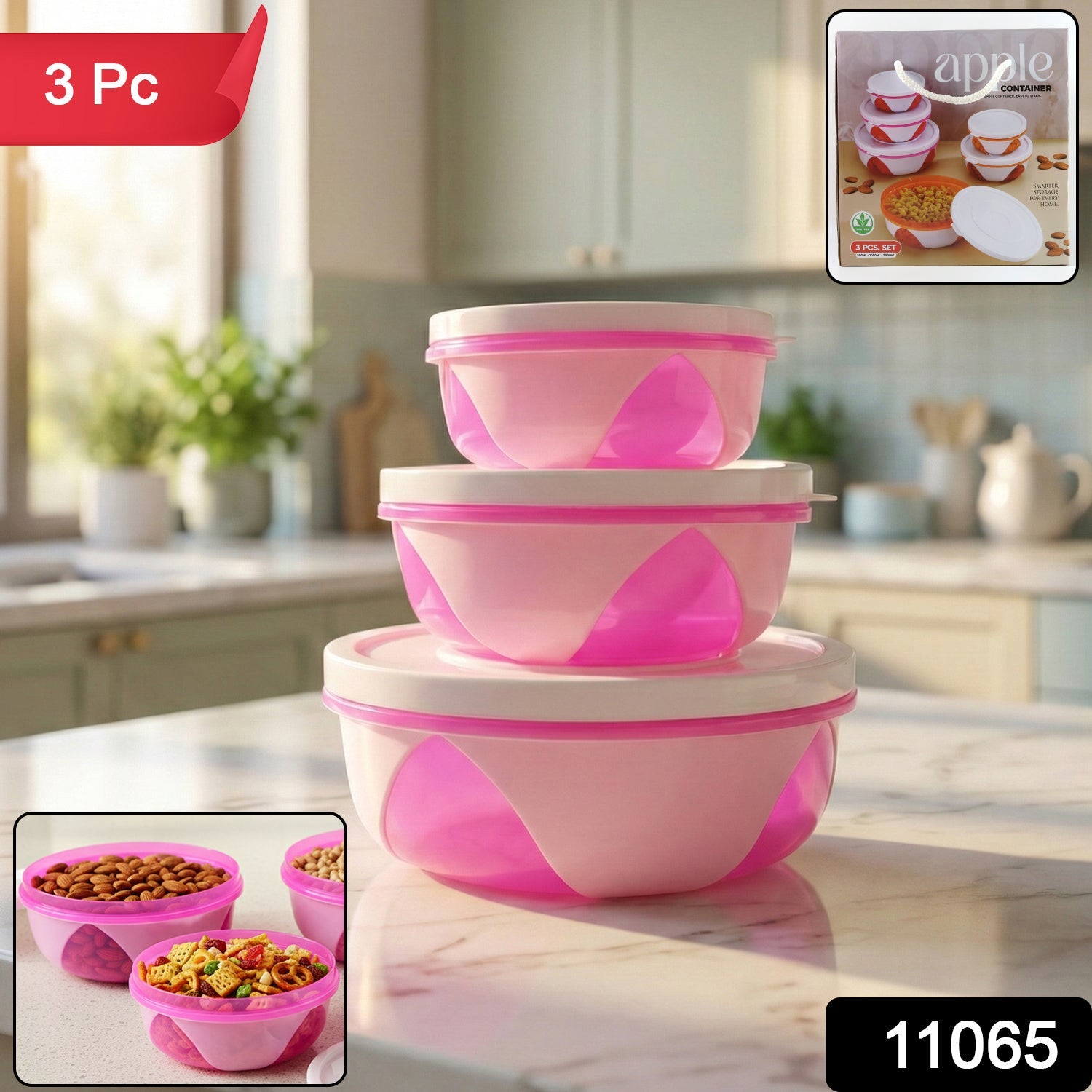 Plastic Storage Containers Set of 3 – Durable & Airtight Kitchen Boxes Secondary image