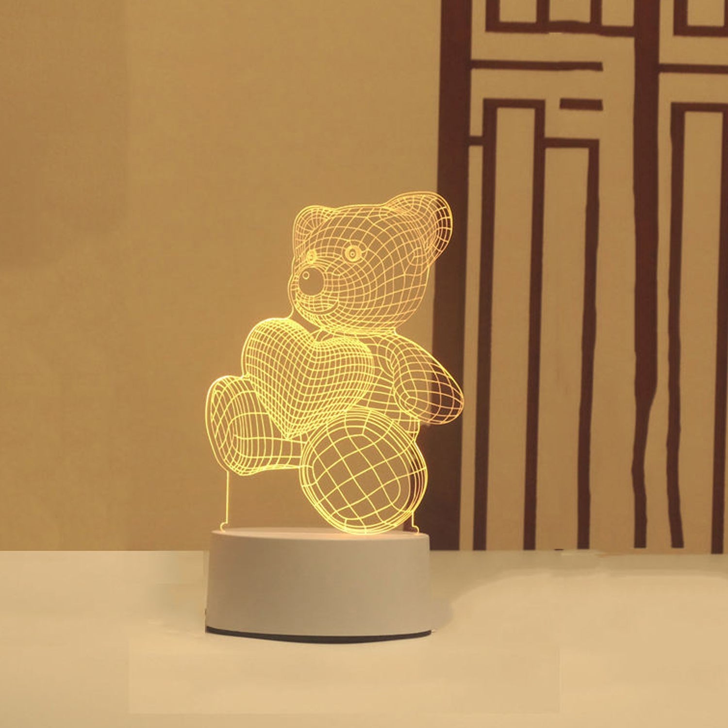 3D Teddy Bear Night Lamp – Captivating Heart Illusion for Kids and Home Secondary image