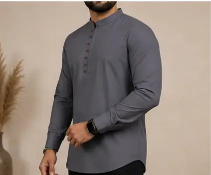 Men's Solid Cotton Blend Kurta – Full Sleeve Casual & Festive Ethnic Wear for Men