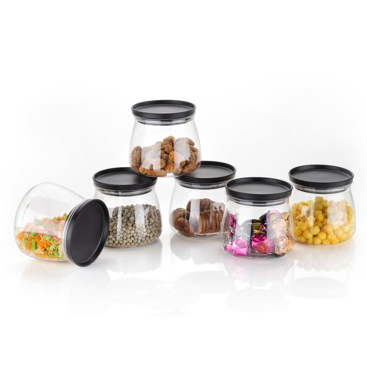 Set of 6 matka-shaped jars with airtight lids Main image