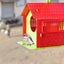 Front view of a rustic wooden bird house with a small entrance hole, perfect for small garden birds.