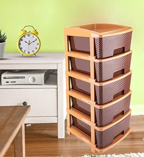 Brown 5-tier plastic modular drawer system from Organivo for versatile storage. Main image