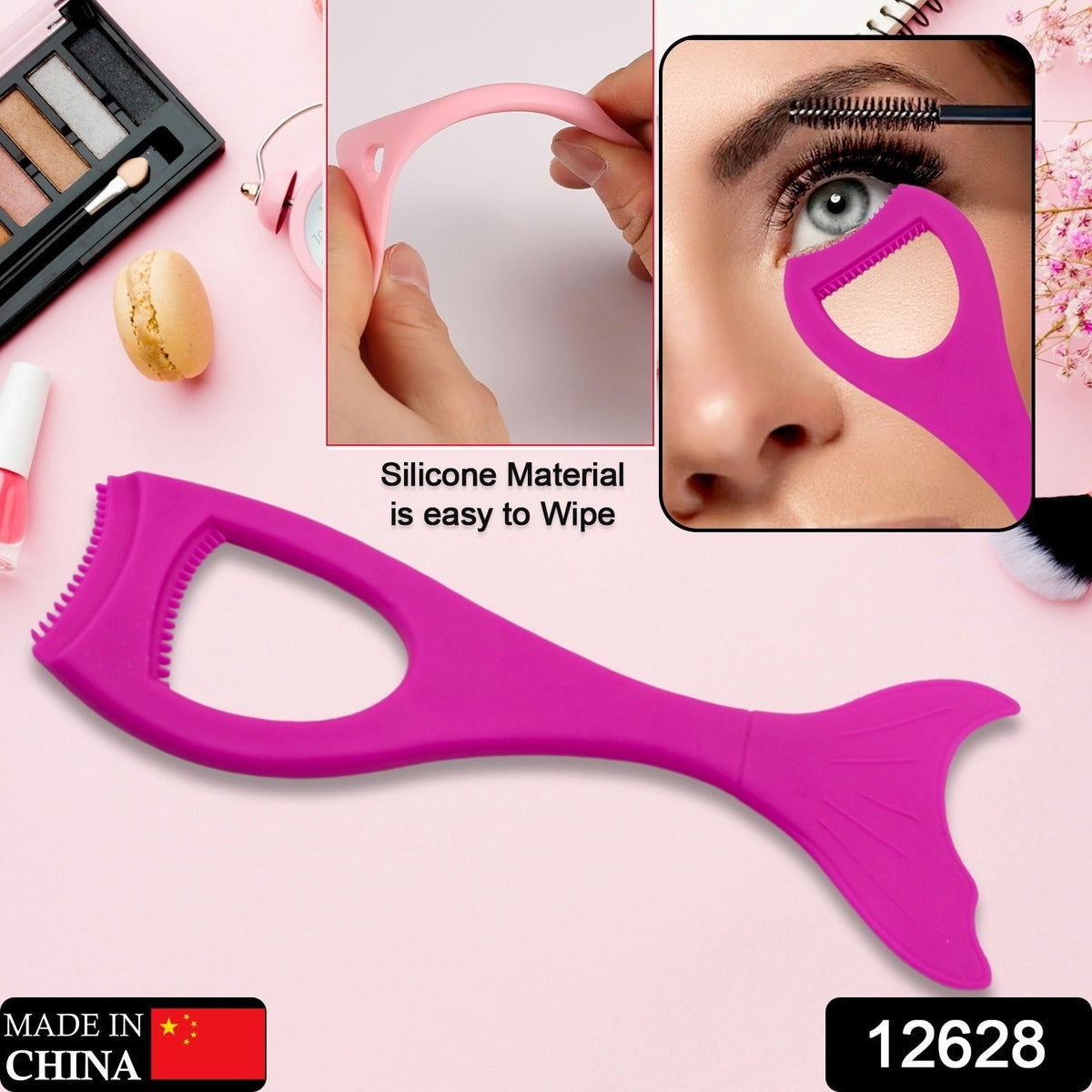 Close-up of a curved silicone eyeliner tool for precise application. Main image