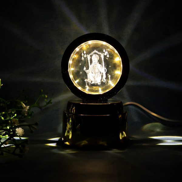 LED night lamp base with Bajrang Bali 3D engraving crystal ball