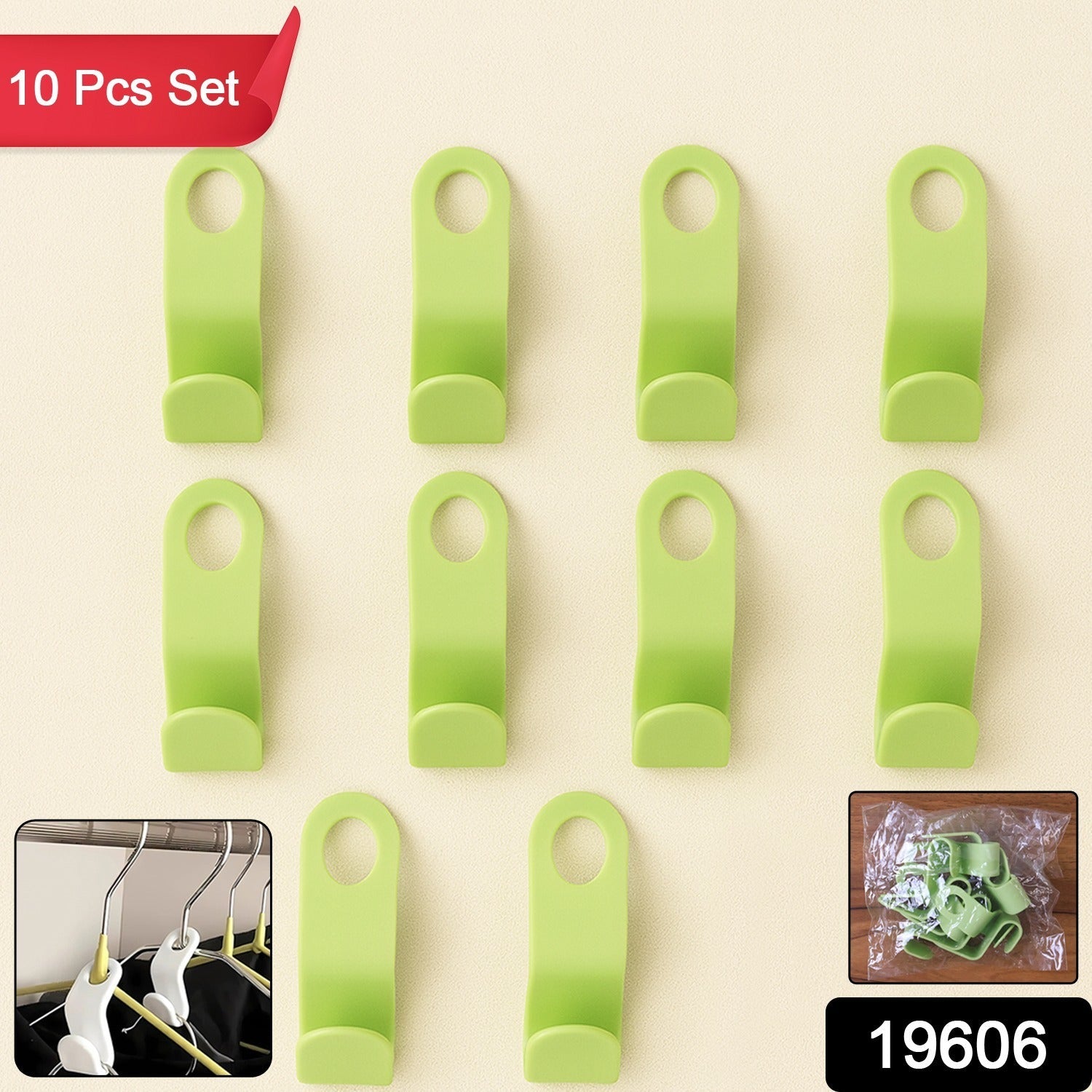 Plastic Hanger Hooks – Space Saving Closet Organizer (10 Pc) Secondary image