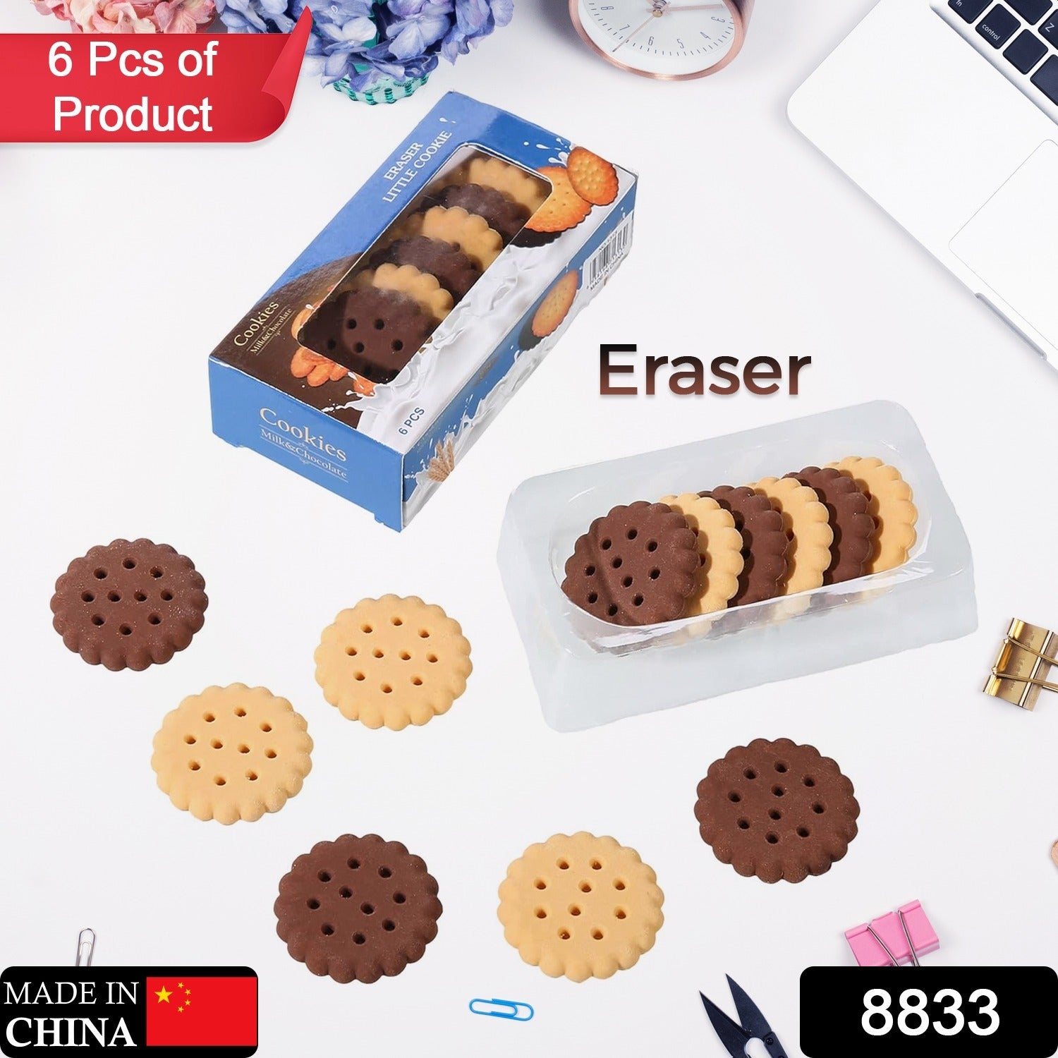 Biscuit Erasers – Fun Kids Stationery Set (6 Pcs) | Writezo Secondary image