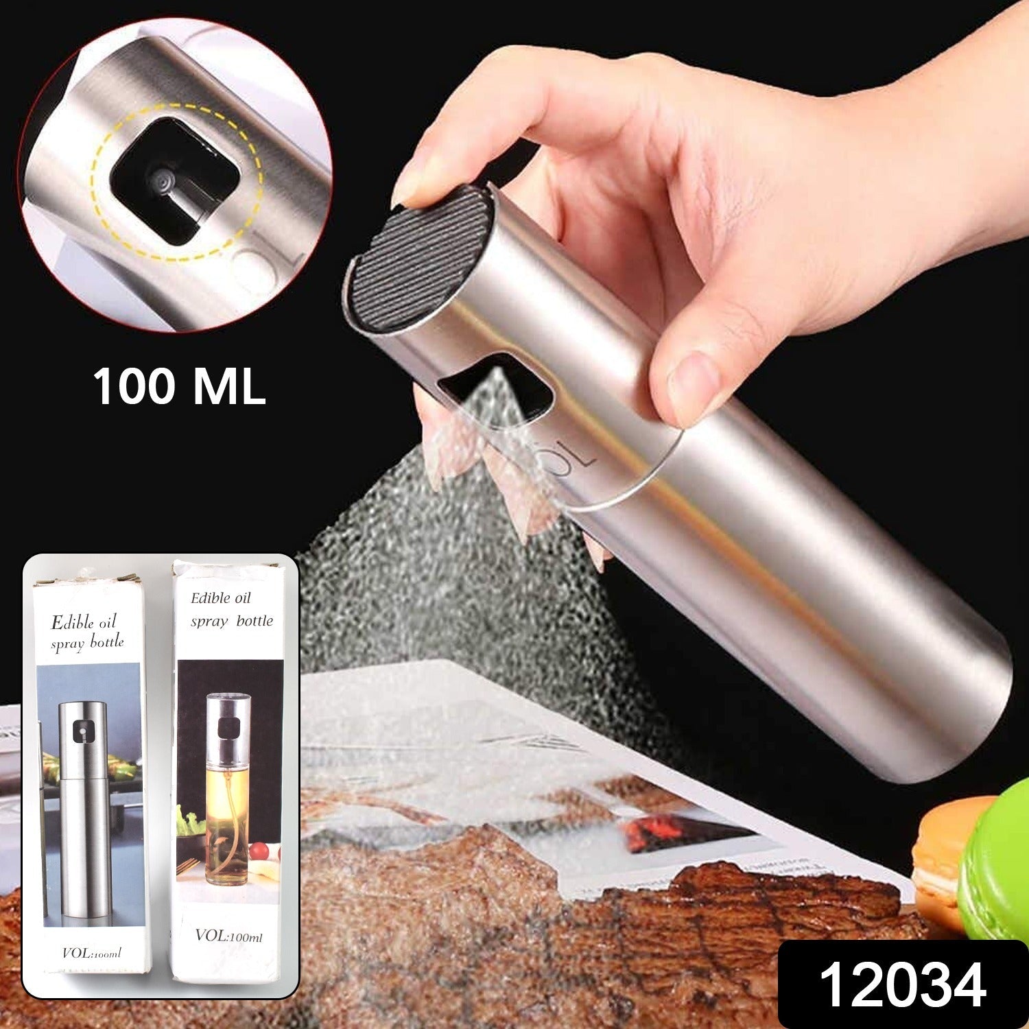Oil Spray Bottle – 100ml Stainless Steel Glass | Own Hydrate Secondary image
