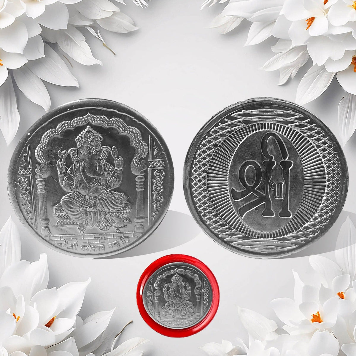 Close-up of the Decorative Ganesh Coin, showcasing intricate Lord Ganesha design. Main image