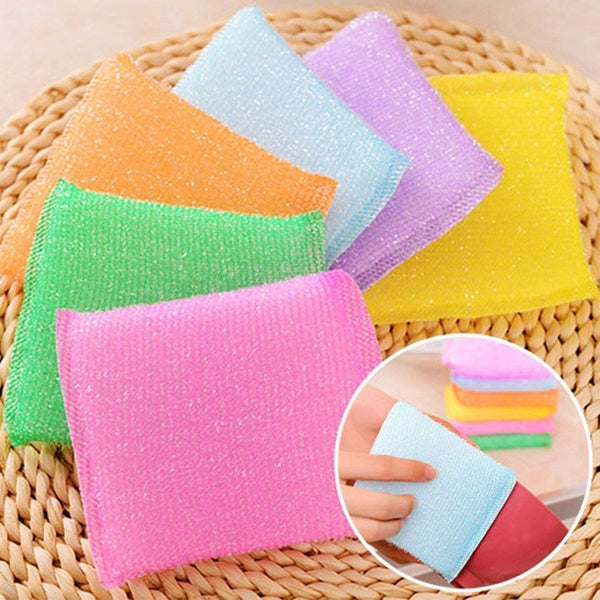 Scratch proof kitchen scrubber pads in a stack, ready for use on delicate surfaces.