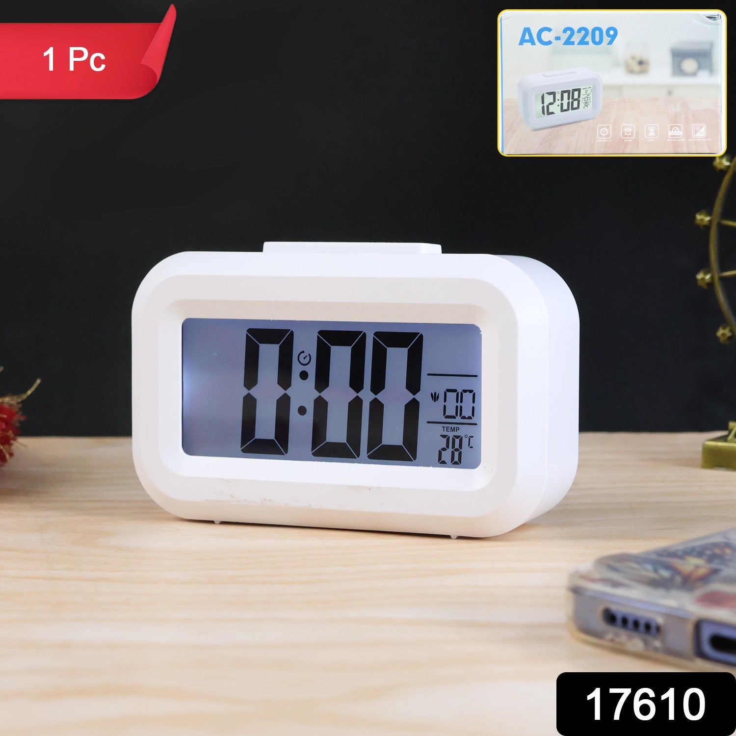 Digital LED Alarm Clock – Compact with Temperature & Night Light Secondary image