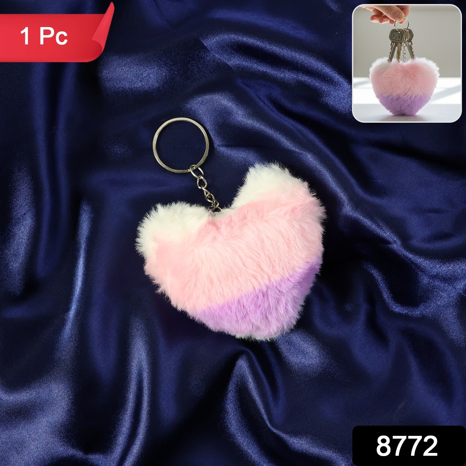Plush Heart Keychain – Soft & Durable Pink Purple Accessory Secondary image