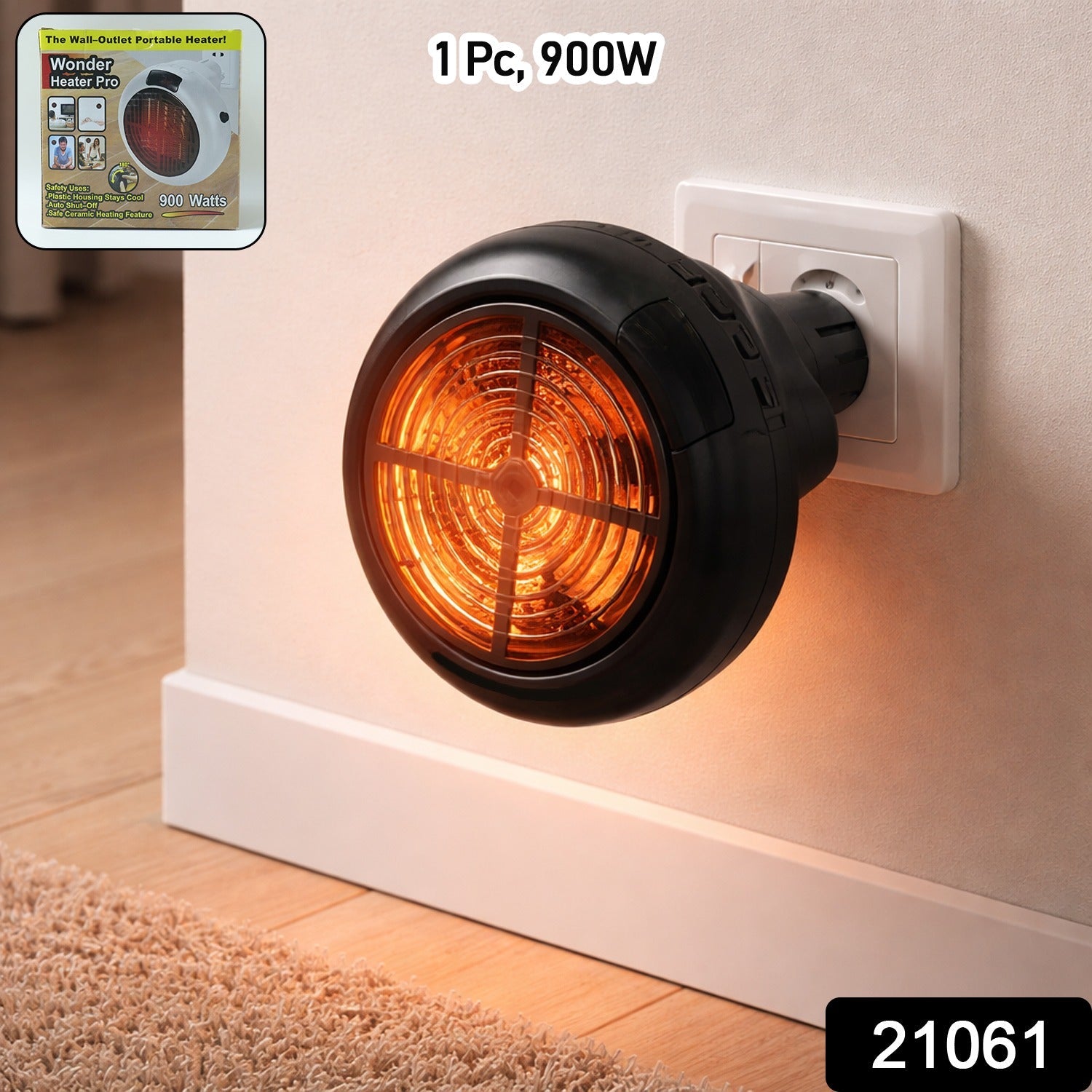 Electric Room Heater 900W – Compact Portable Wall Plug-In Secondary image