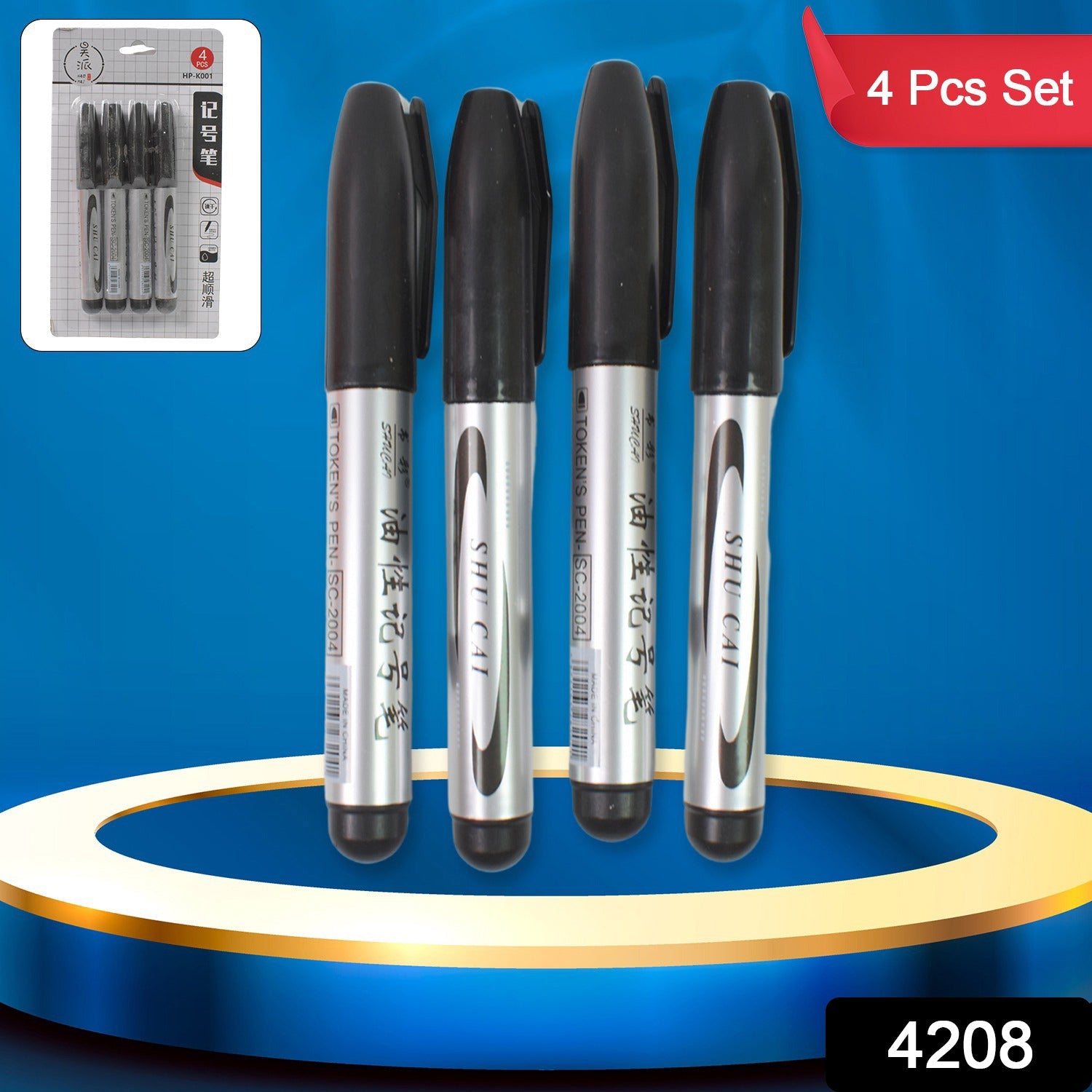 Black Marker Set – 4 Pcs for School & Office | ScribbleJoy Secondary image