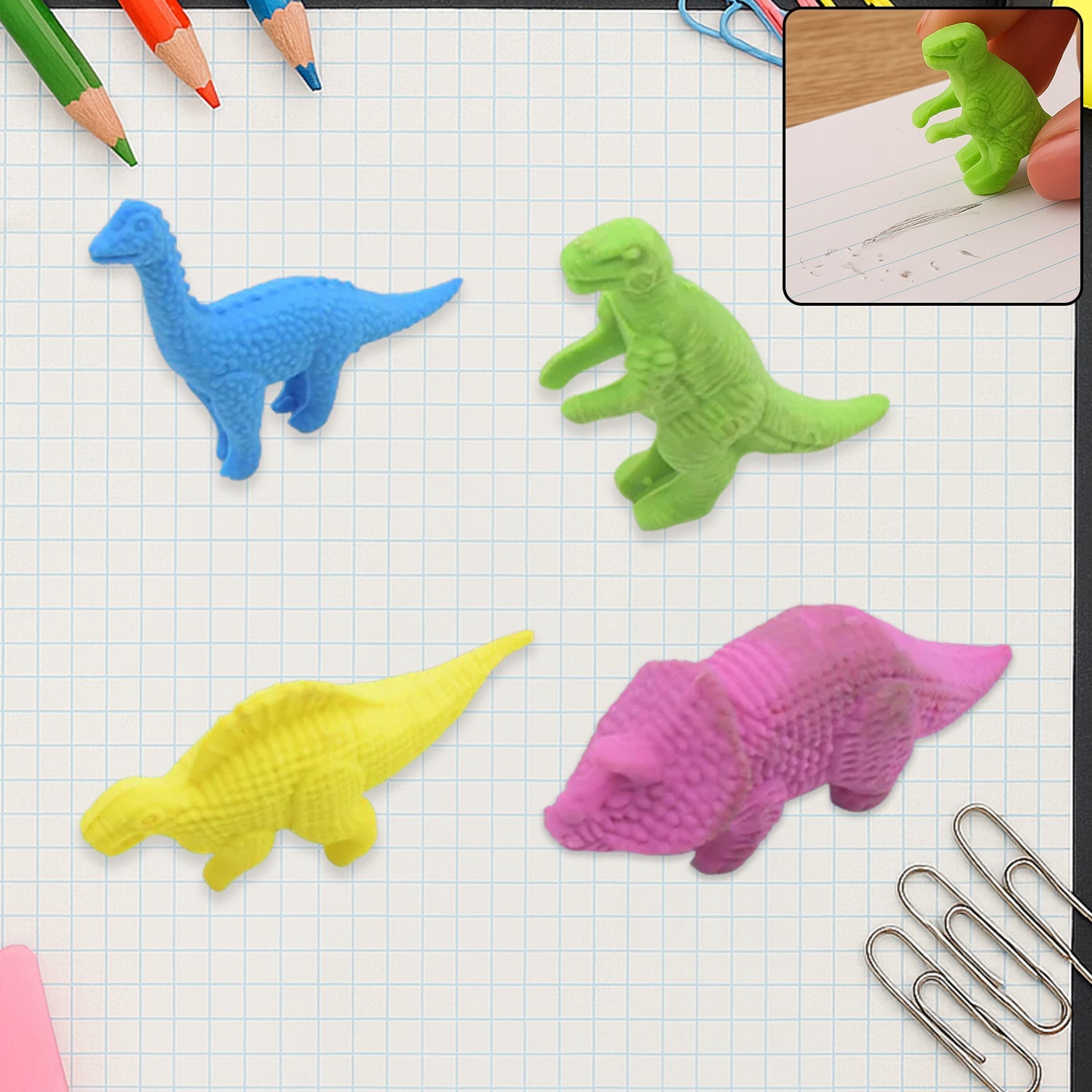 Dinosaur Erasers – Fun School Stationery for Kids | Writezo Secondary image