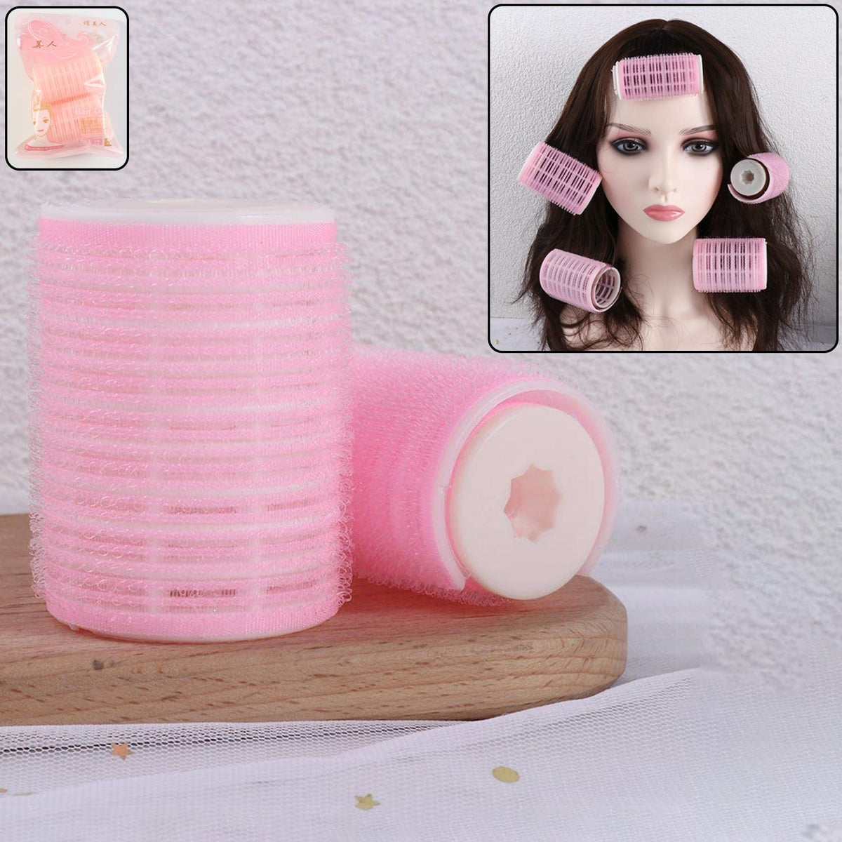 Set of self-grip hair styling velcro rollers for natural curls and waves Main image