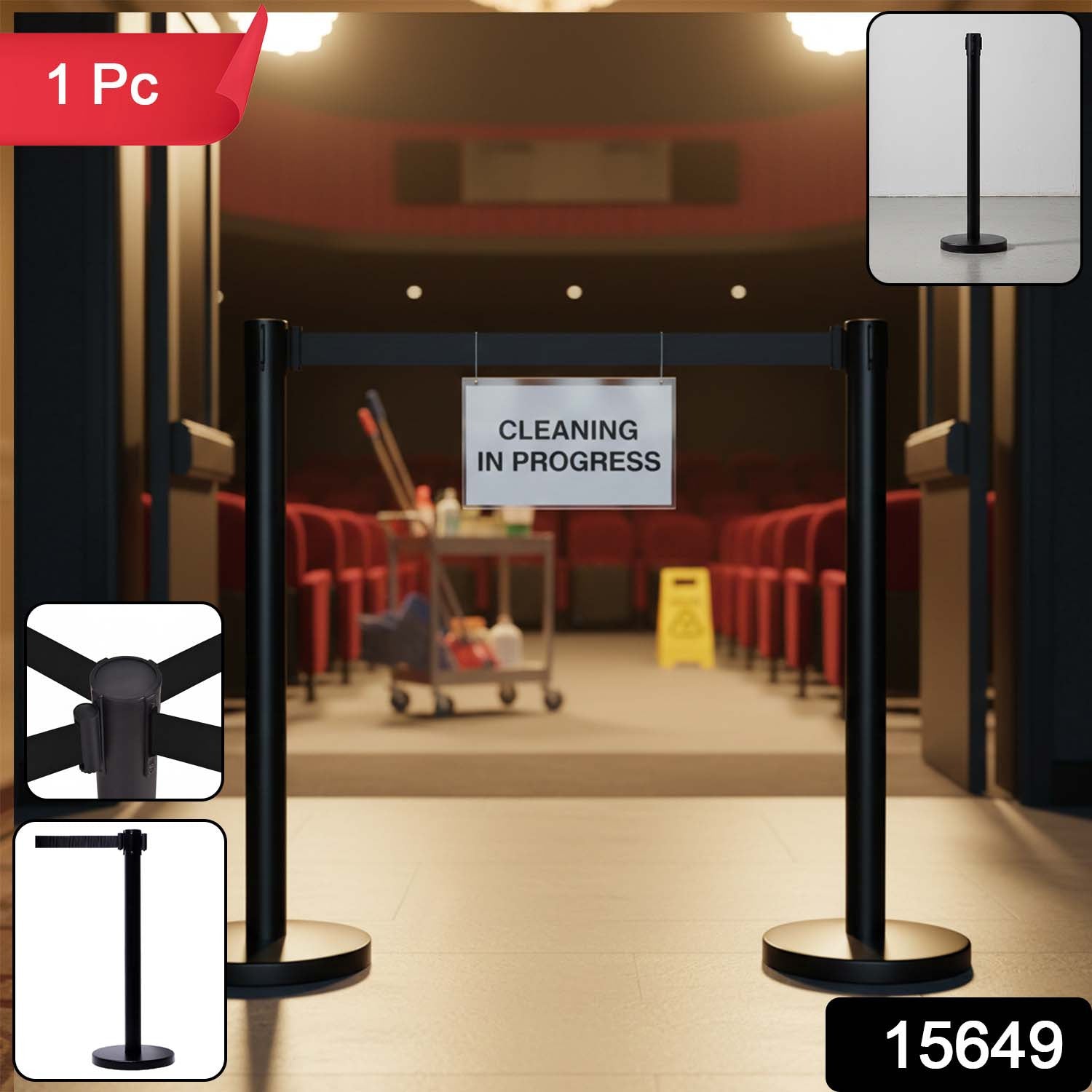 Retractable Belt Crowd Control Pole – Heavy Duty with Sturdy Base Secondary image