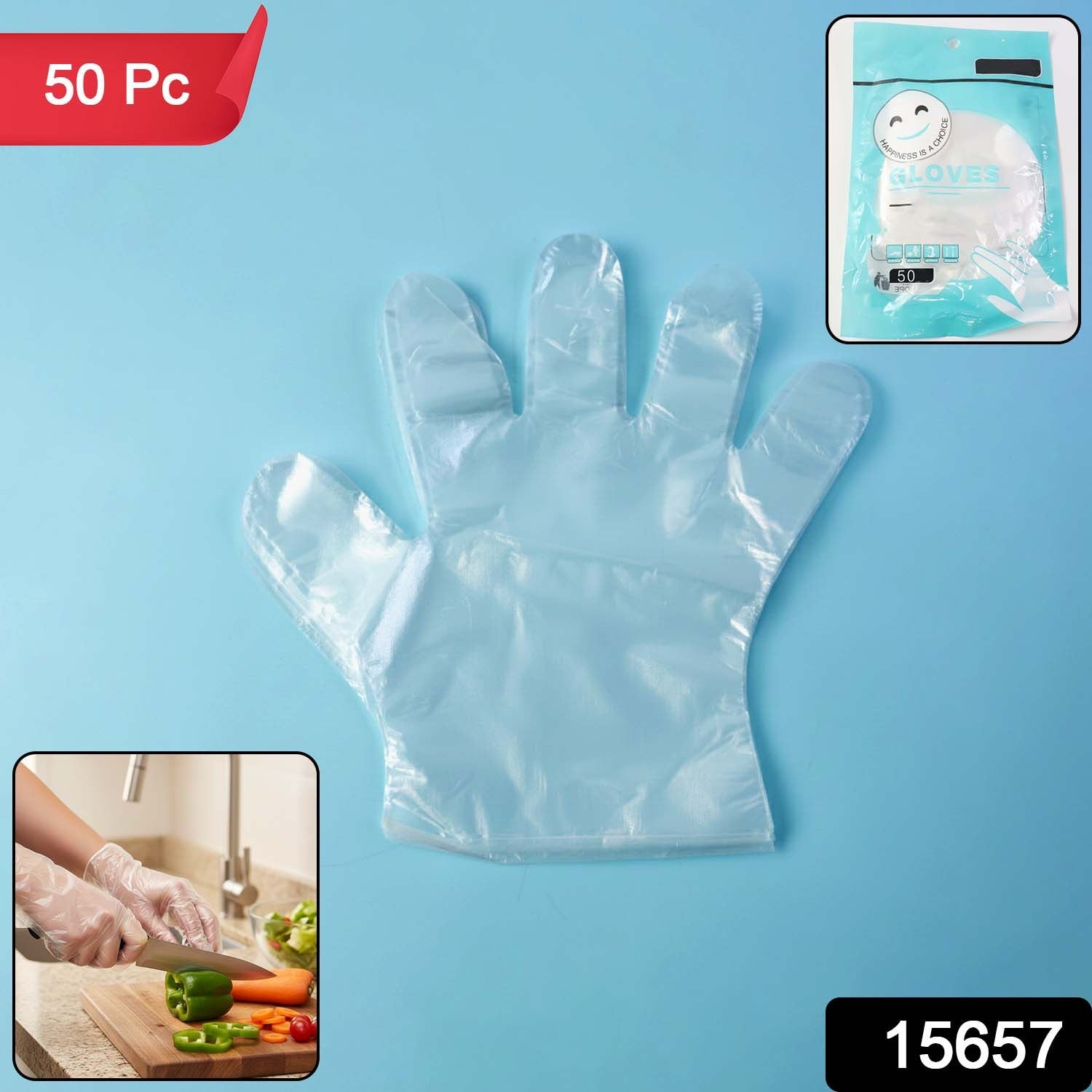 Disposable Clear Gloves – Pack of 50 for Food & Cleaning Secondary image