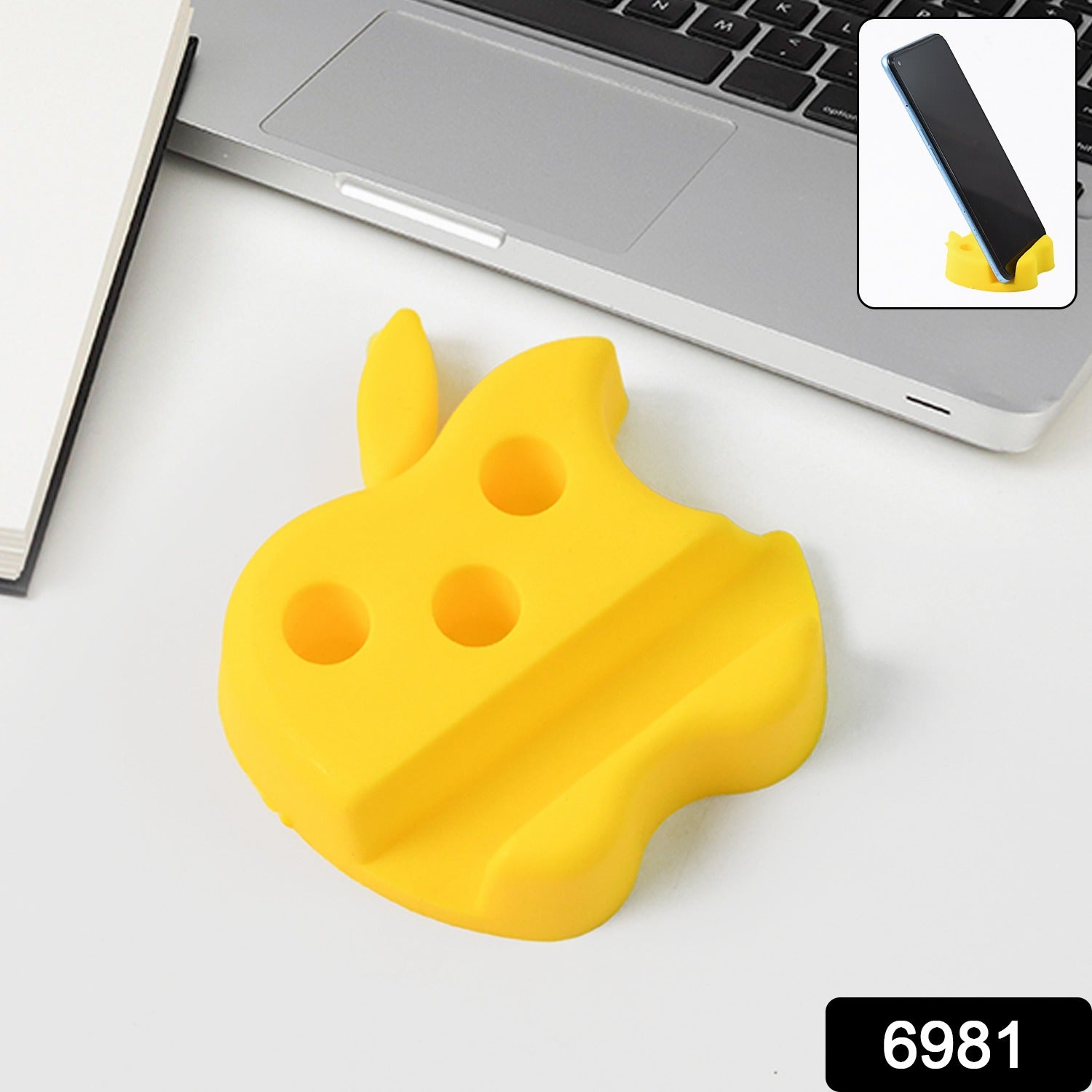Apple-Shaped Mobile Stand with Pen Holder – Dual Function Desk Organizer Secondary image