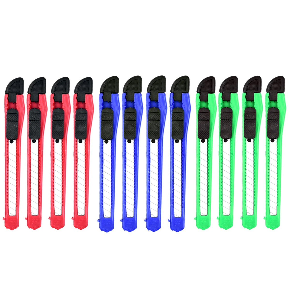 Set of 12 durable paper cutter knives in assorted colors Main image
