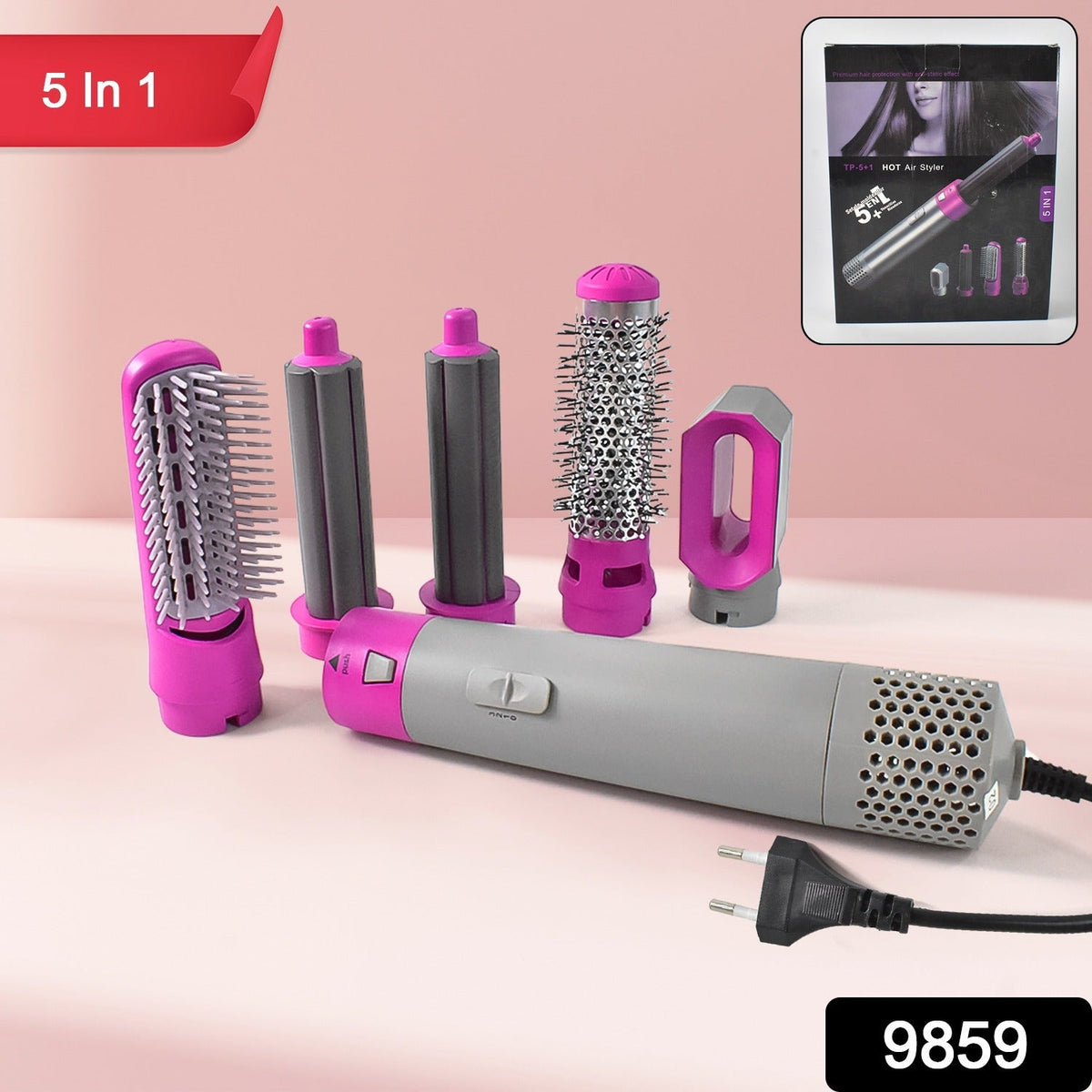 5 In 1 Hair Dryer Brush with Style Aura attachment for versatile styling Main image