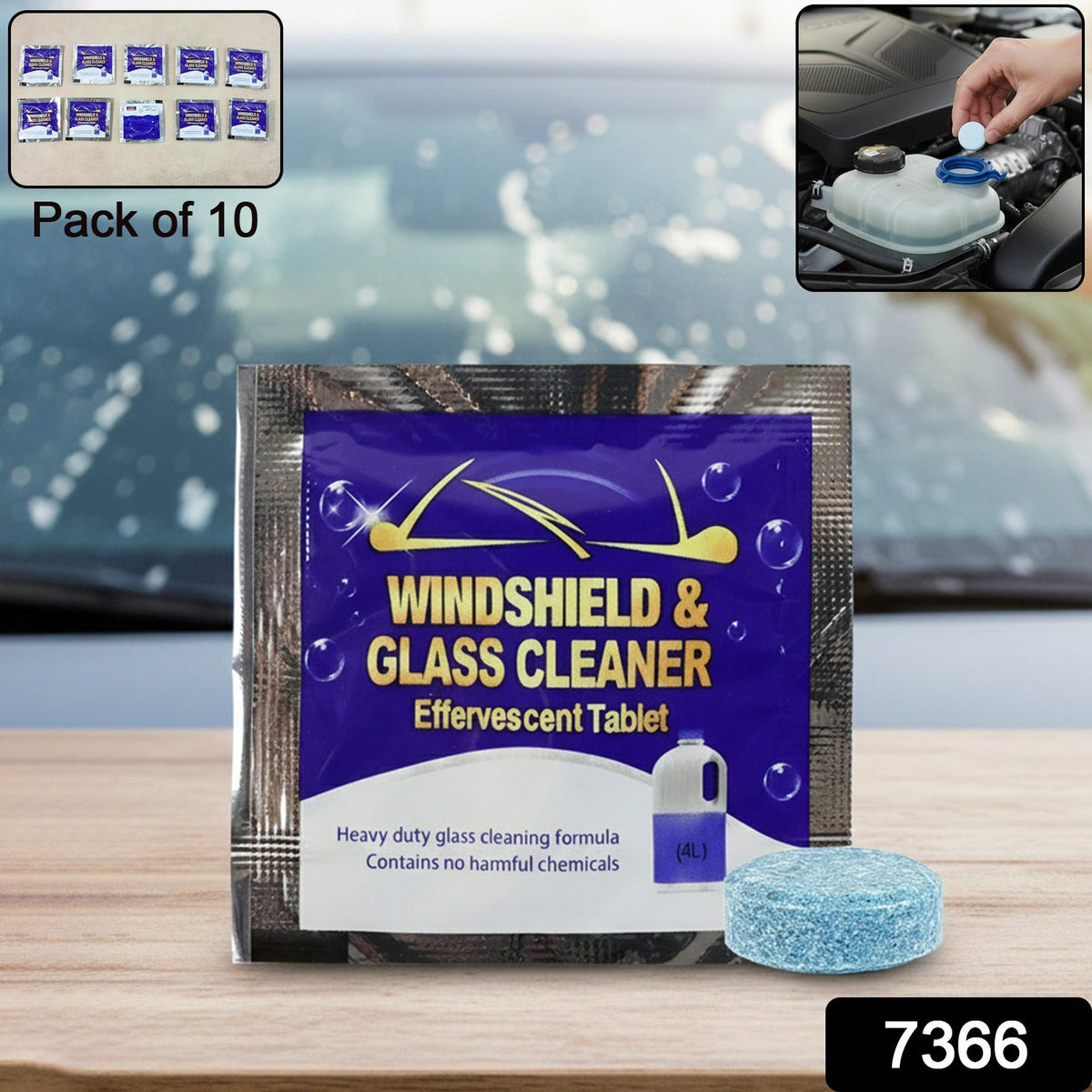 Pack of 10 car wiper detergent effervescent tablets by Main image