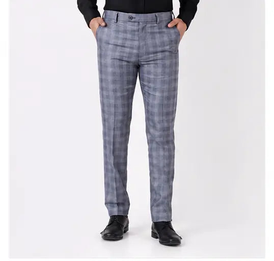 Men's Checked Trousers – Slim Fit Polycotton Pants for Casual, Office & Party Wear
