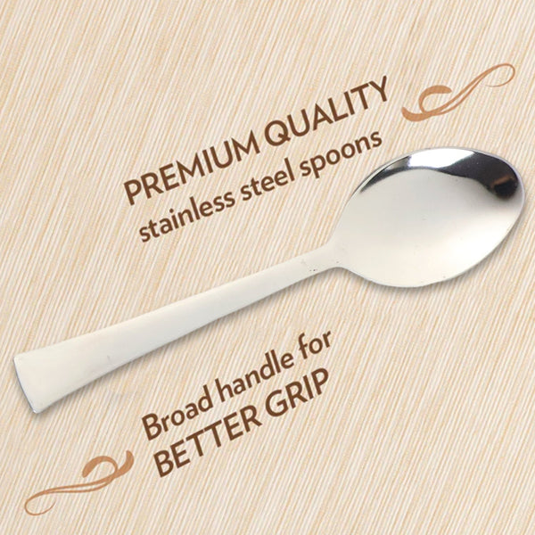 Single modern dining spoon with an easy-grip handle