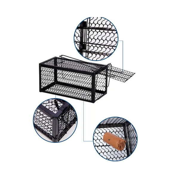 User placing bait on the pedal of the live squirrel trap.
