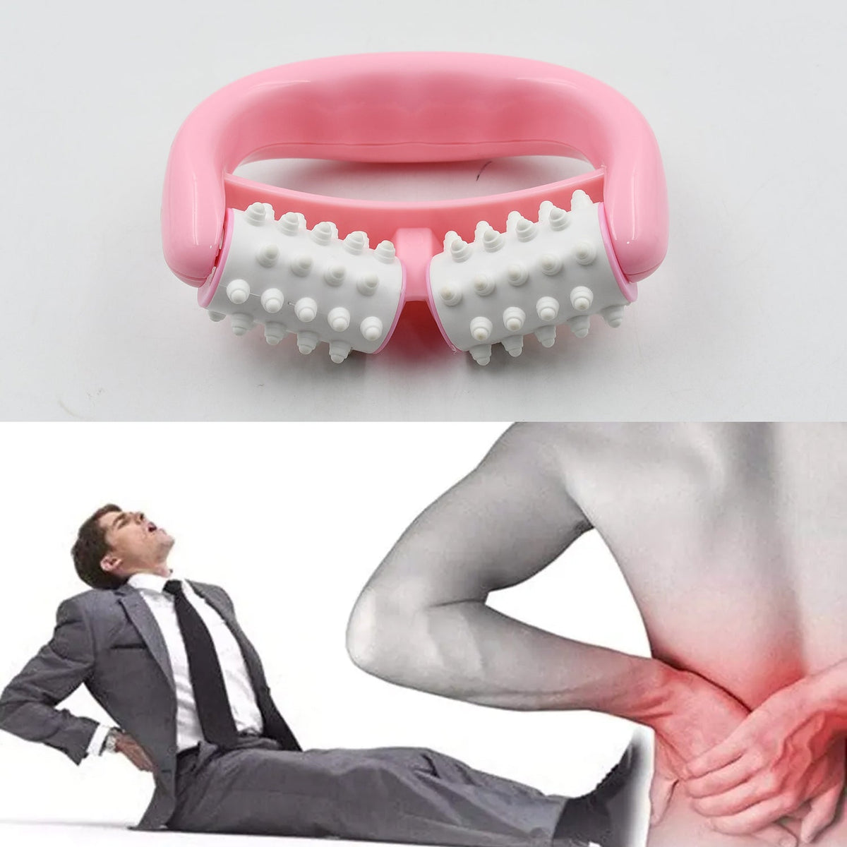 Ergonomic plastic cellulite roller for full body massage. Main image