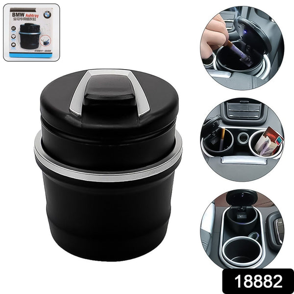 Car ashtray showing lid open for ash disposal