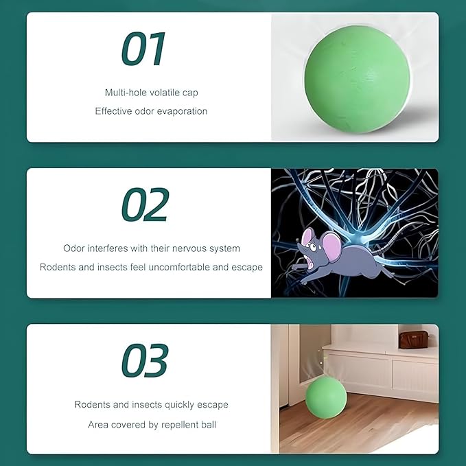 Rat & Mouse Repellent Balls (Pack of 1, Each 10 Tablet), Rat Trap, Mouse Trap to Keep Rodents Out of Car, Rat Controller Pill for Indoor-Outdoor, Rodent Control, Secondary image