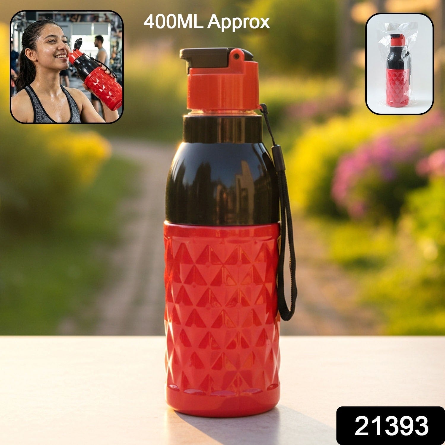 400 ML Sports Water Bottle – Leakproof with Flip Top Lid & Strap Secondary image