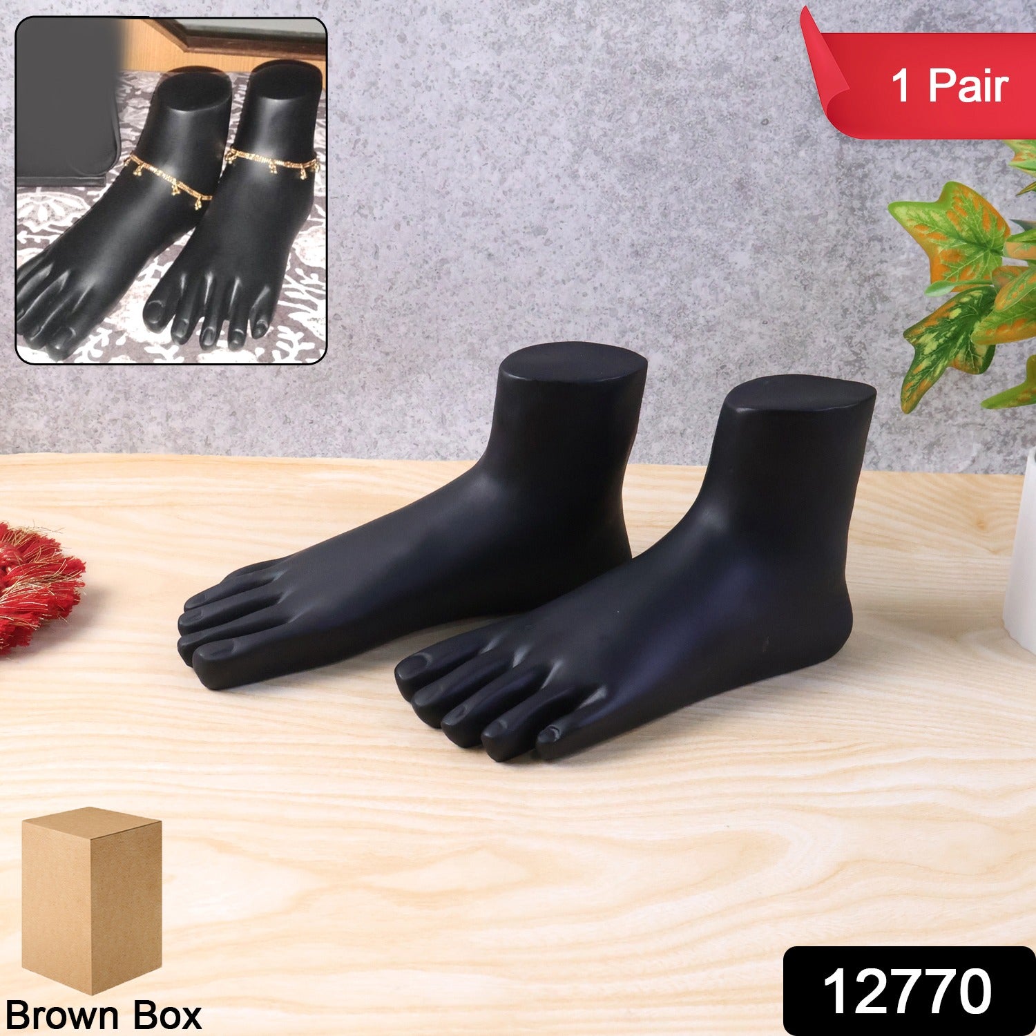 Foot Mannequin Display Stand Pair – Premium Black for Jewellery Secondary image
