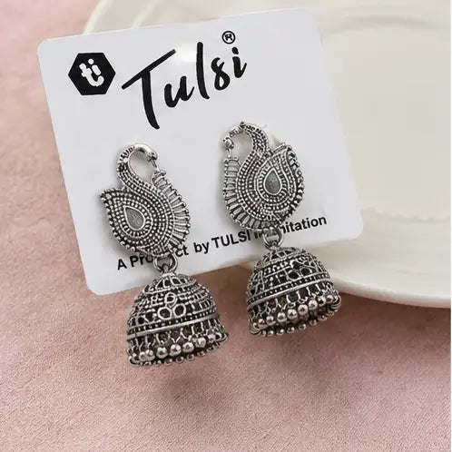 Fresh Vibes Combo of 6 Traditional Jhumka Earrings – Oxidised Silver Plated Lightweight Jhumkas for Women & Girls
