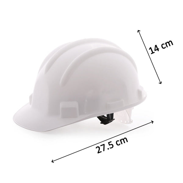 Side profile of a heavy-duty construction safety helmet, designed for maximum impact resistance in hazardous environments.