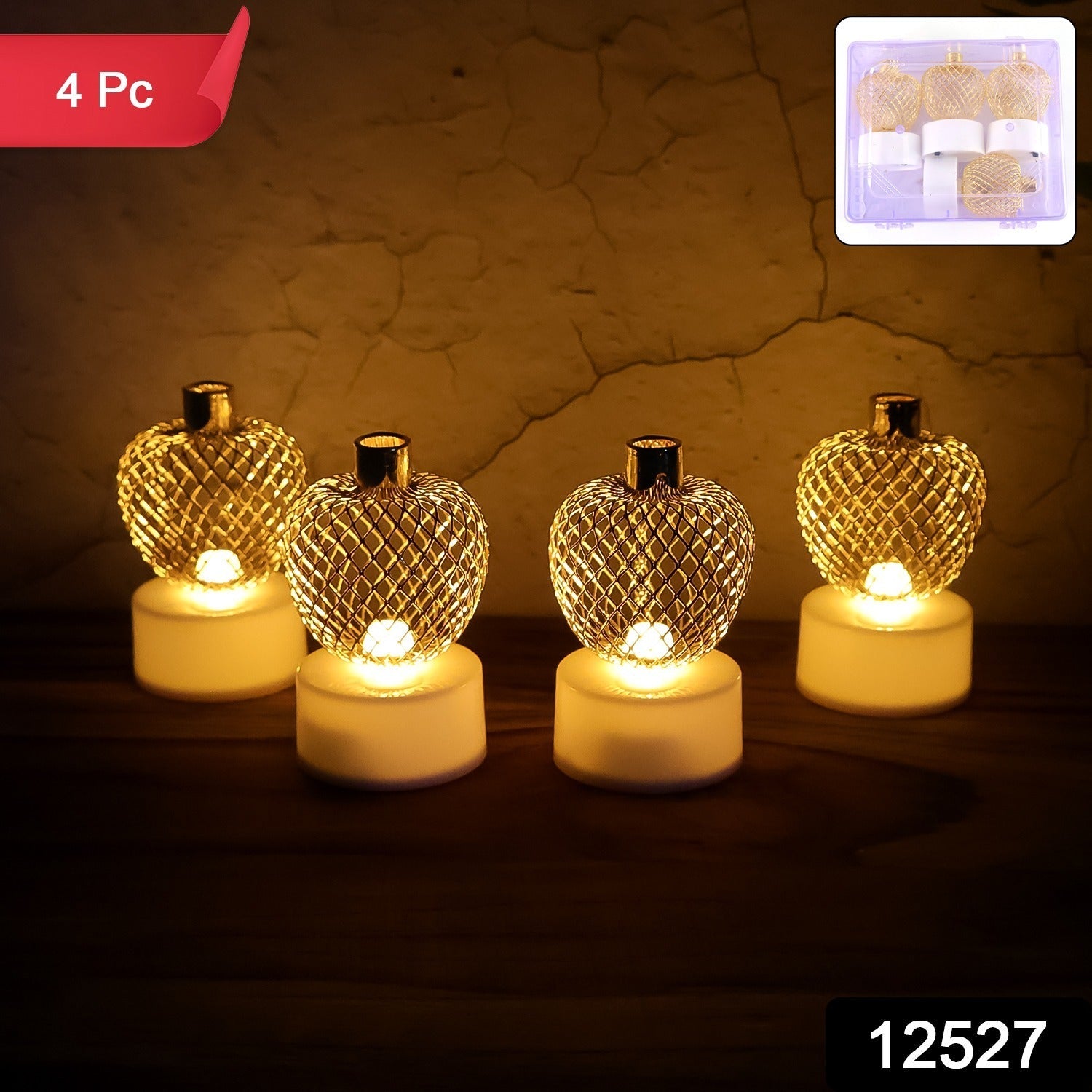 Apple LED Tealight Candles – Flameless Festive Glow (Set of 4) Secondary image