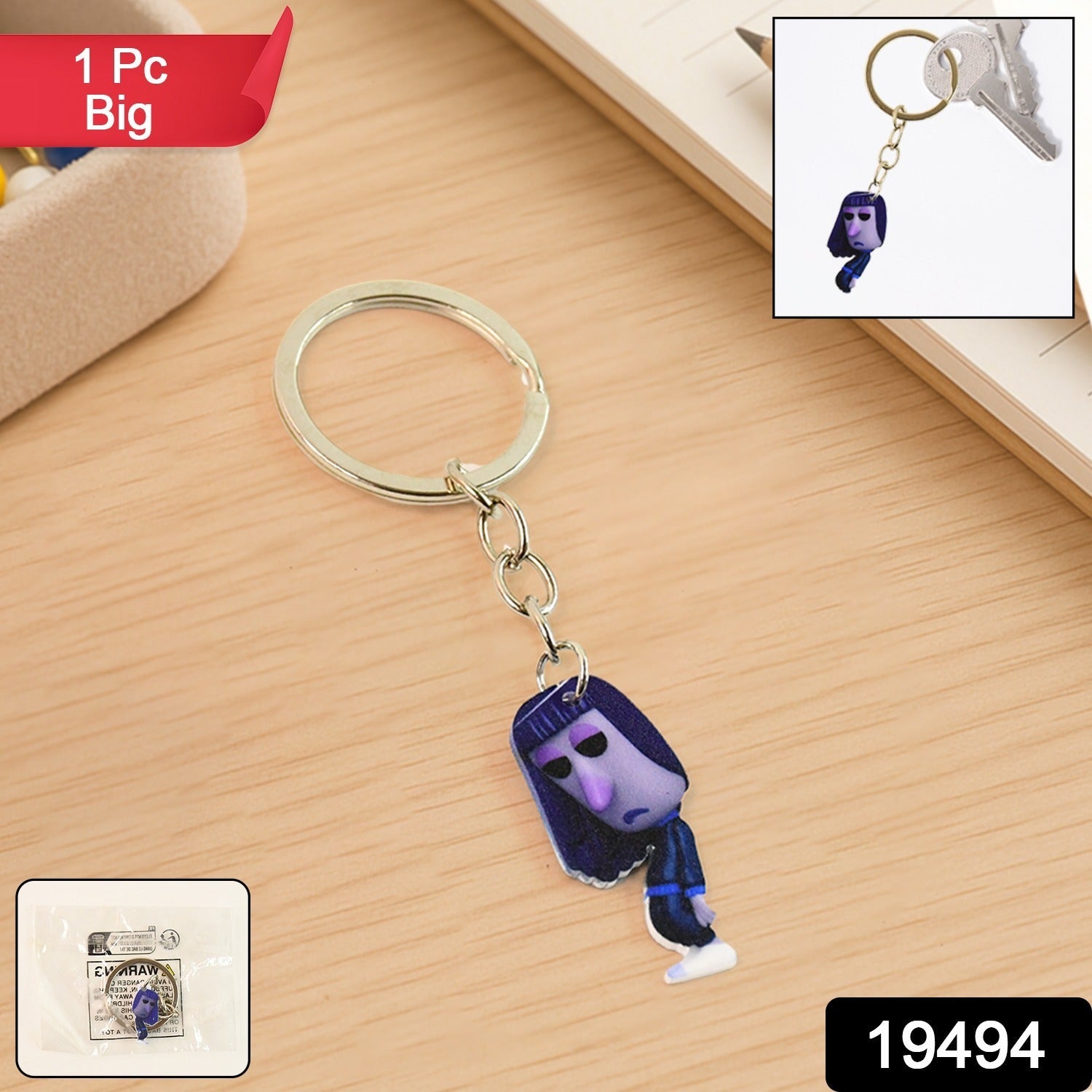 Big Cartoon Character Keychain – Bold Acrylic & Metal Charm Secondary image